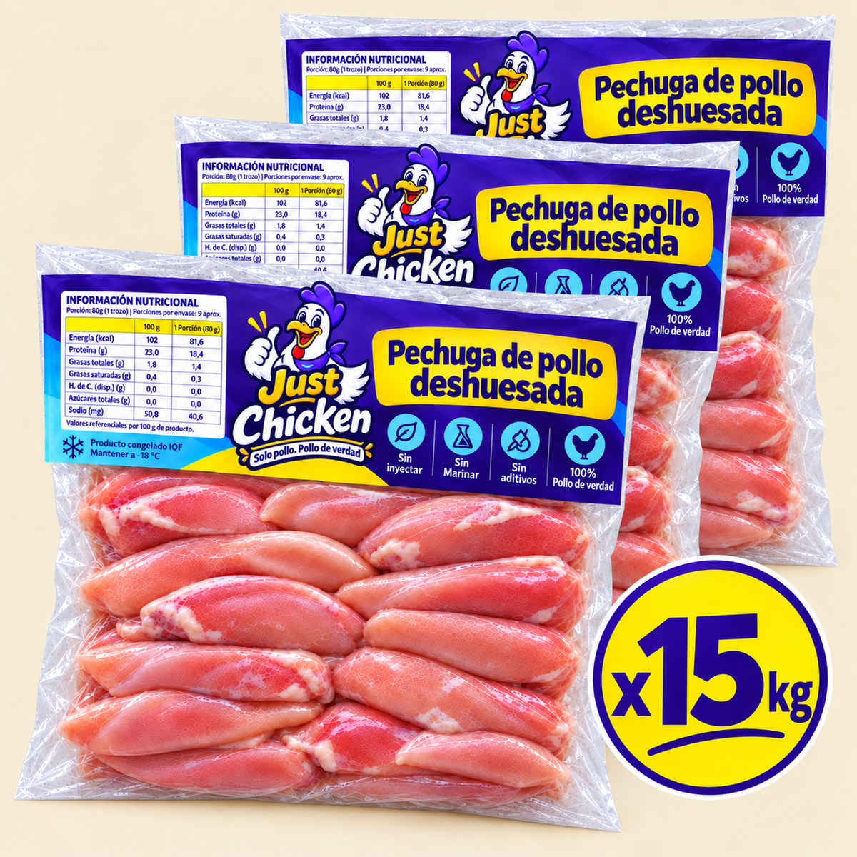 Pack 15 kg · Pechuga deshuesada sin marinar