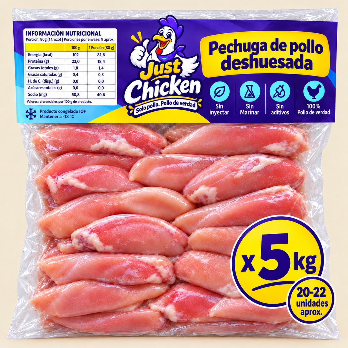 Pack 5 kg · Pechuga deshuesada sin marinar